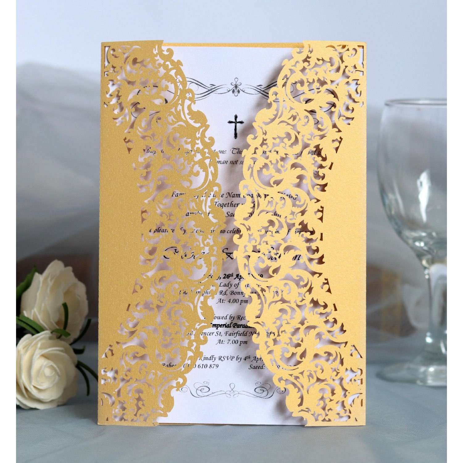 Wedding Invitation Rectangle Laser Blessing Card Lace Card 2020